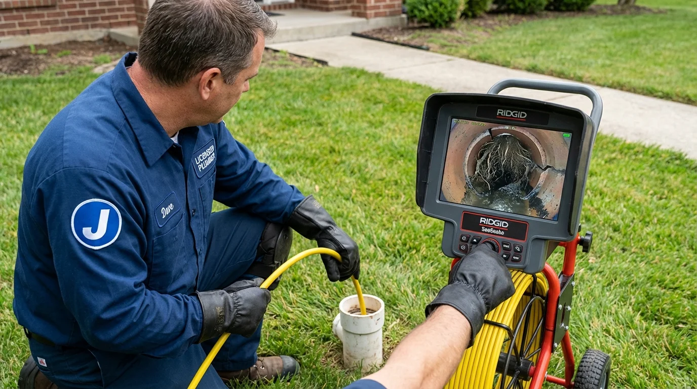 Sewer camera inspection being performed by Johns Plumbing LLC in Westville